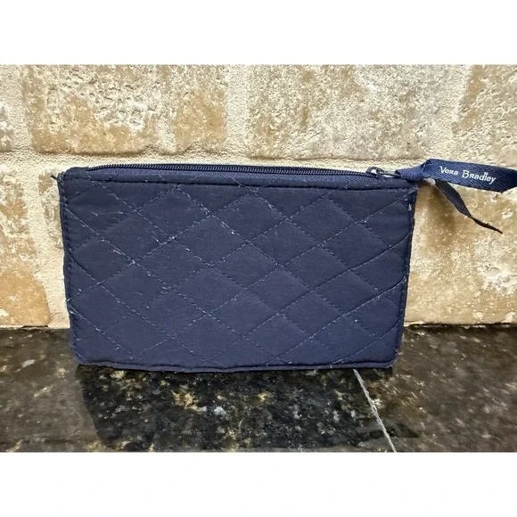 Vera Bradley Navy Blue Ultimate Card Case Tab Wallet Pouch RFID Quilted - Picture 2 of 5